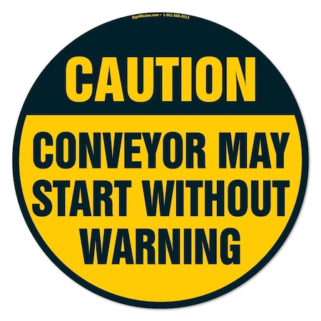 Conveyor May Start Without Warning 16in Non-Slip Floor Marker